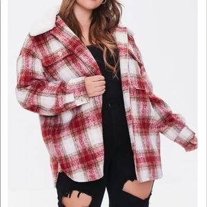 Forever 21 plus size plaid faux shearling coat. Size 0x